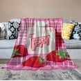 thumbnail image 2 of WERPE  Pastel Pink & White 90s Vaporwave Japanese Strawberry Milk Shake Kawaii Throw Blanket White, 2 of 6