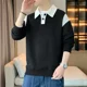 thumbnail image 5 of Jersey de invierno de gran tamaño para hombre, polos de gran tamaño, sudaderas formales de negocios coreanas de otoño para hombre con cuello elástico Emo Y2k, 5 of 5