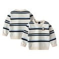 thumbnail image 3 of LYMAYTER Kids Boys Striped Knit Tops Baby Embroidered Sweater Toddle Soft Long Sleeve Jumper 2-7 Years, 3 of 9