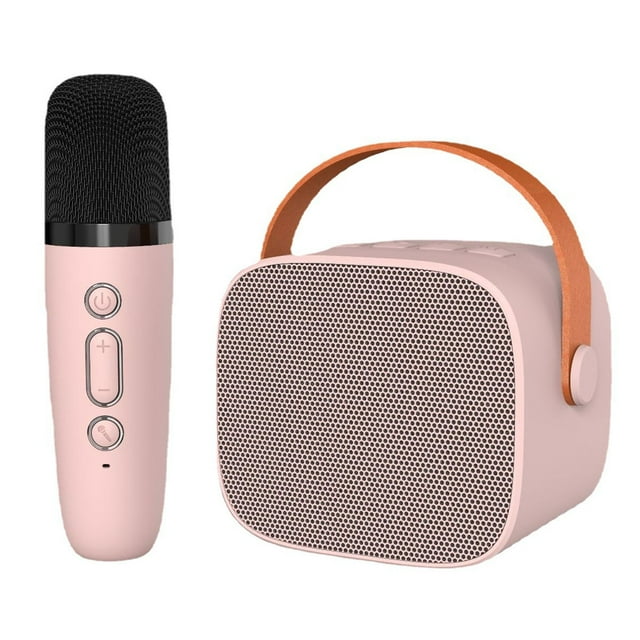 Mini máquina de Karaoke, altavoz Bluetooth portátil con sonido envolvente HiFi y micrófono para el hogar y al aire libre, color rosa