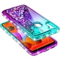 thumbnail image 4 of Nagebee Case for Samsung Galaxy A11 with Tempered Glass Screen Protector (Full Coverage), Glitter Liquid Floating with Sparkling Bling Diamond, Durable Girls Cute Case (Aqua/Purple), 4 of 6