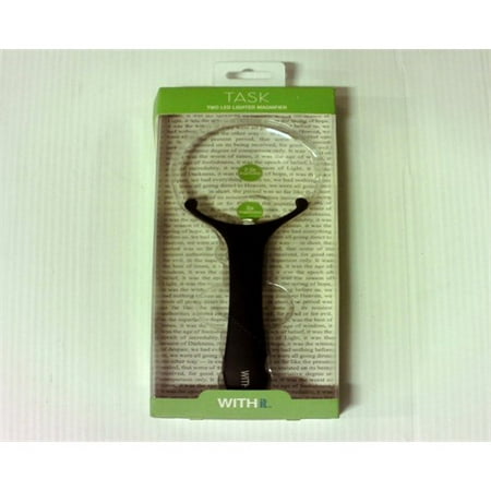 WITHit Task Magnifier, Black, 2 LED Round Magnifier