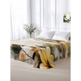 thumbnail image 5 of Yellow Floral Spring Twim Size Flat Sheet, Wrinkleproof & Fadeproof Cooling Flat Bed Sheet Only, Vintage Summer Botanical Breathable Soft Bedding Top Sheets 66 x 96 Inches, 5 of 8