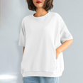 thumbnail image 6 of LNZGNM Sweatshirts for Women Short Sleeve Crew Neck Oversized Pullover Everyday Simple Top Daily Summer Casual,White(XXXL), 6 of 7