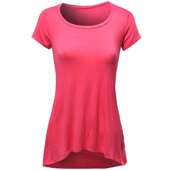 FashionOutfit Women's Basic Scoop Neck Short Sleeve Pocket Diphem T-shirts