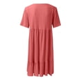 thumbnail image 7 of Ruyang Dresses fof Women, Women Casual Fashion Solid Color V Neck Short Sleeve Shirt Dress Summer Beach Sundress, 7 of 7
