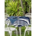thumbnail image 2 of Outdoor Tablecloth with Umbrella Hole & Zipper, Navy Blue Striped Round Tablecloth 54 Inch, Modern Color Block Farmhouse Stripes Patio Table Cover Waterproof Table Cloth for Picnic/Party, 2 of 7