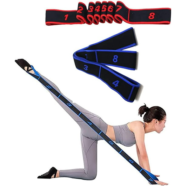 Banda elastica de fitness de 2 piezas banda de ejercicio para adultos banda de yoga con 8 bucles de yoga banda de resistencia elastica latina para
