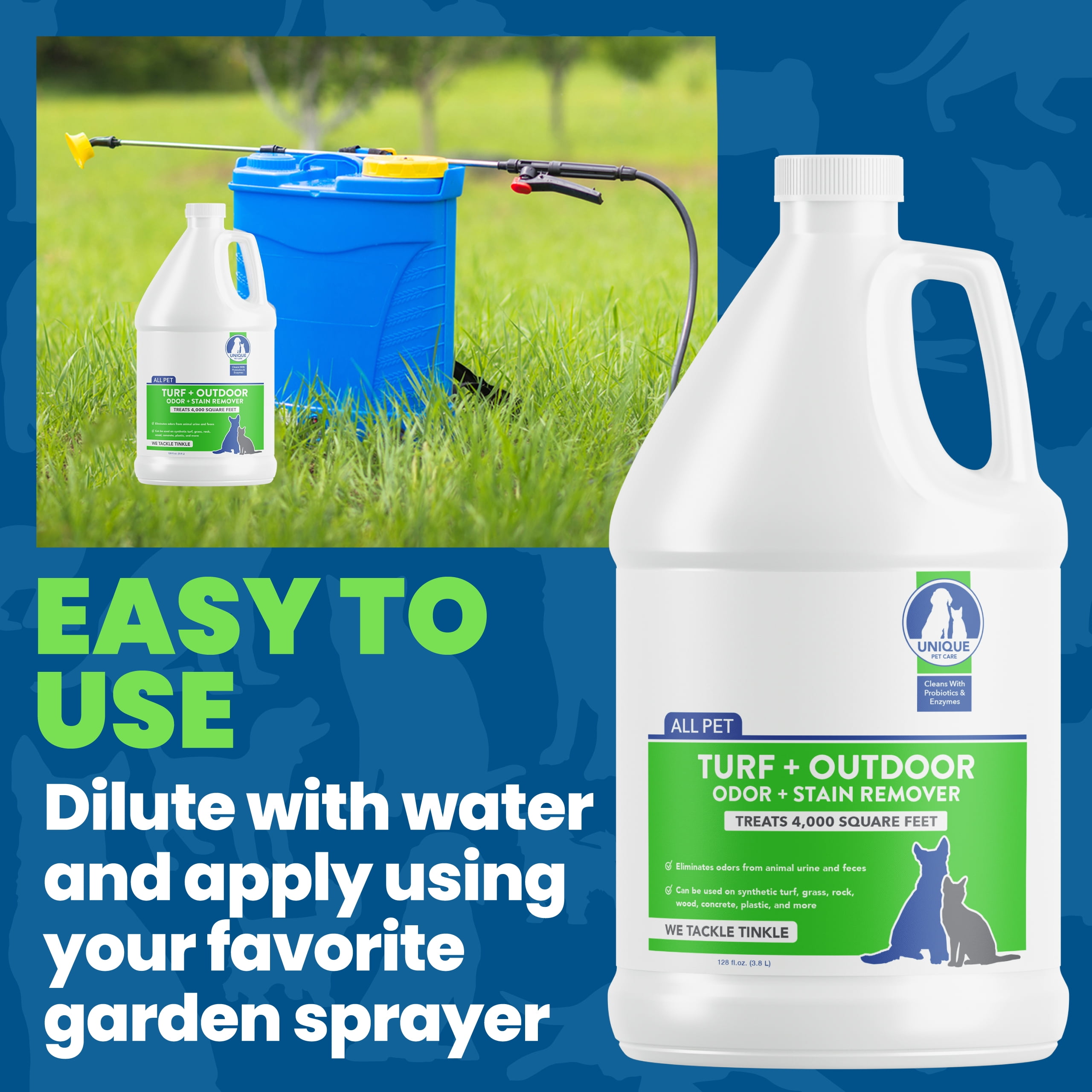 Unique Turf & Outdoor Odor and Stain Remover Concentrate Liquid Refill (128 oz)
