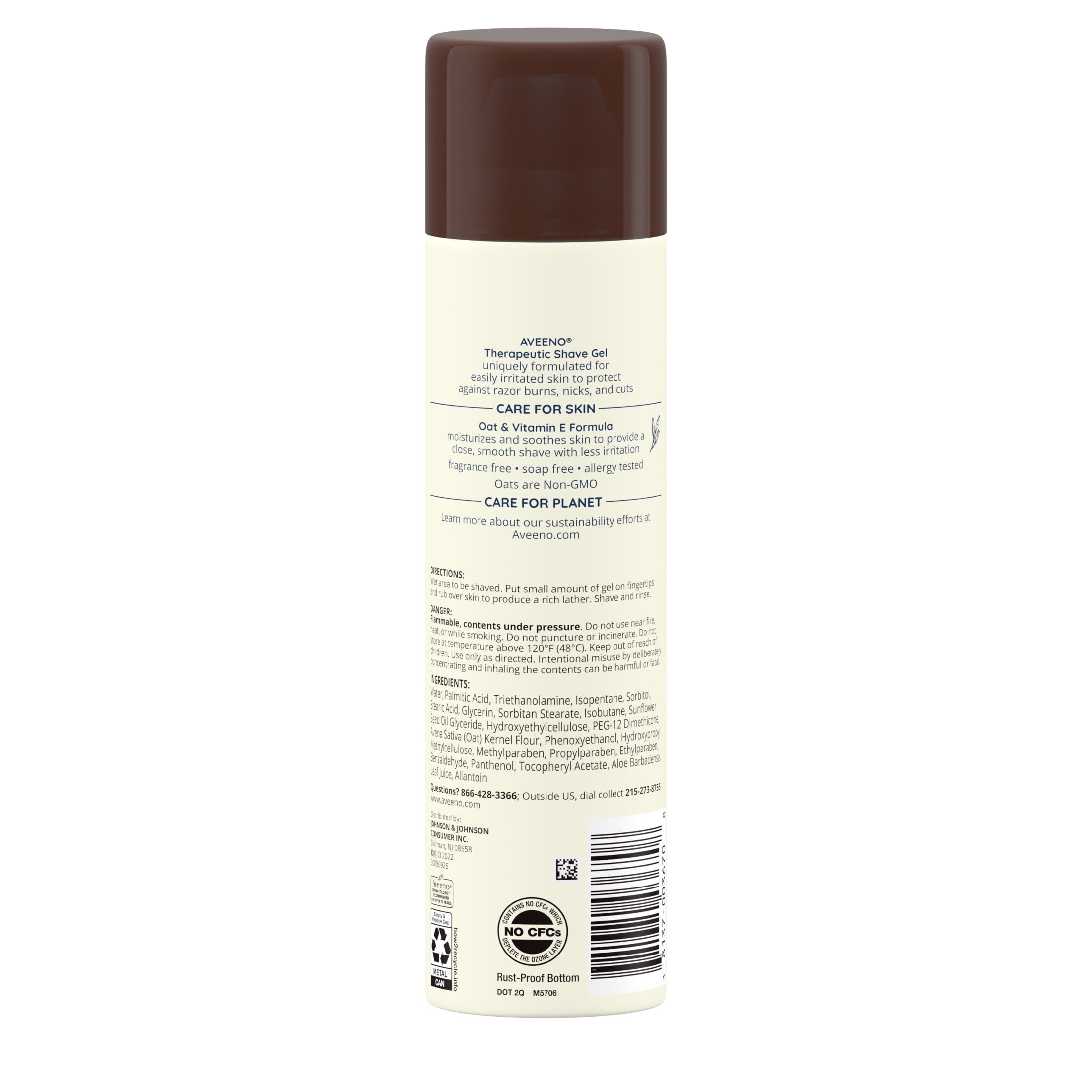 Aveeno Therapeutic Shave Gel for Dry Skin with Oat & Vitamin E, Shaving Cream for Men & Women, 7 oz