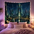 thumbnail image 2 of Sprawling Futuristic Cityscape With At Night Dominated by, Mystical Fantasy for Space Lovers, Galaxy Room Decor, Housewarming Gift, Tapestry Wall Hanging for Bedroom and Dorm, 2 of 7