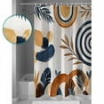 thumbnail image 4 of Brown Nave Blue Boho Waterproof Fabric Shower Curtain, Modern Geometric Botanical Shower Curtain for Bathroom Curtains Bathtubs Hotel Washable Shower Curtains with 12 Hooks Extra Long 72x96, 4 of 6