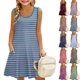 thumbnail image 1 of Teen Girls Dresses Sleeveless Striped Summer Dress with Pockets Casual A-Line Tank Dress for Kids Ages 4-12 ,Sie:130, 1 of 8