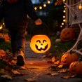 thumbnail image 4 of Light Up Pumpkin Candy Pail LED Trick Or Treat Bucket Portable Halloween Candy Holder For Halloween Party Front Door Decor, 4 of 4
