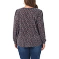 thumbnail image 3 of Agnes Orinda Women's Plus Size Top Long Sleeve Pleated Notch V Neck Floral Tunic Dressy Casual Blouses 1X Pink Blue, 3 of 6