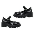 thumbnail image 3 of WRISTBIQUE 1 Pair Women Chunky Heels for Teenagers in Black with Waterproof Platform, 3 of 8