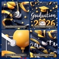 thumbnail image 4 of Yellow Grad Cap Graduation Banner Gold Stars 2026 Graduation Display Ribbons Diploma Scroll Graduation Backdrop for Graduation Ceremony College Graduation Graduation Photo Shoot, 4 of 9