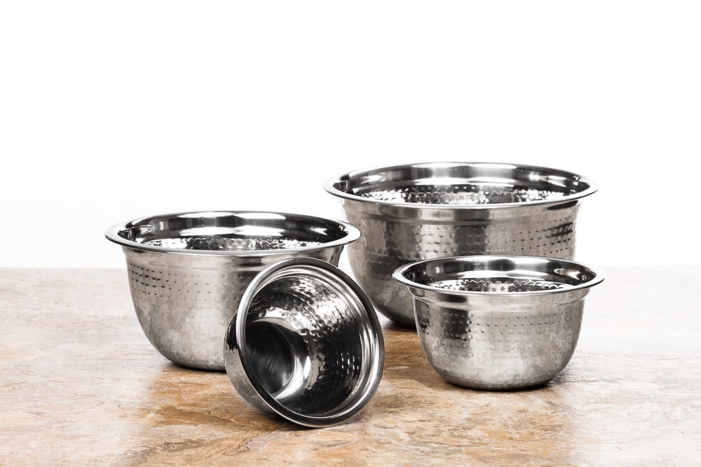 4 Pcs Stainless Steel Mixing Bowls Set Hammered