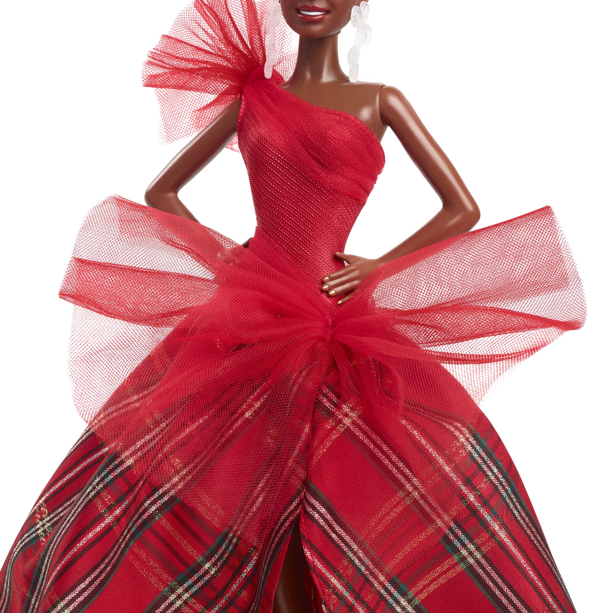 Barbie Signature 2024 Holiday Barbie Fashion Doll, Seasonal Collector Gift, Brown Hair with Plaid Gown