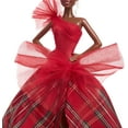 thumbnail image 4 of Barbie Signature 2024 Holiday Barbie Fashion Doll, Seasonal Collector Gift, Brown Hair with Plaid Gown, 4 of 7