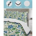 thumbnail image 4 of Quilts Twin-XL Size Bedding Set, Blue Green Botanical Lightweight Quilted Comforter, Spring Floral Summer Rustic Soft Reversible Bedspread Coverlet with Pillow Covers for All Season, 68" x 98", 4 of 7