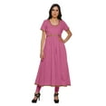 thumbnail image 1 of Moomaya Robe en Coton pour Femmes Décontractée d'Été à Fente avant Unie à Manches Courtes Kurta, 1 of 6