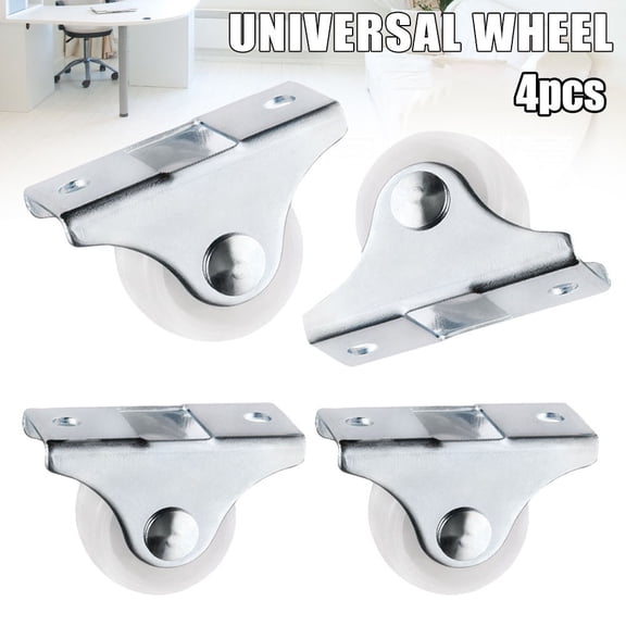 4 Pcs White Plastic 25Mm Diameter Furniture Replacement Caster Wheel
