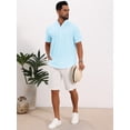 thumbnail image 2 of DARING DIVA Men's Solid Color Stand Collar Short Sleeve Henley Shirts 2XL Light Blue, 2 of 7