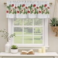 thumbnail image 2 of Strawberry Curtain Valances for Windows, Kitchen Valance Window Treatments Panel 2 Pack, Vintage Green Botanical Spring Floral Rod Pocket Short Curtains for Bathroom Bedroom 54 x 18 Inch, 2 of 8