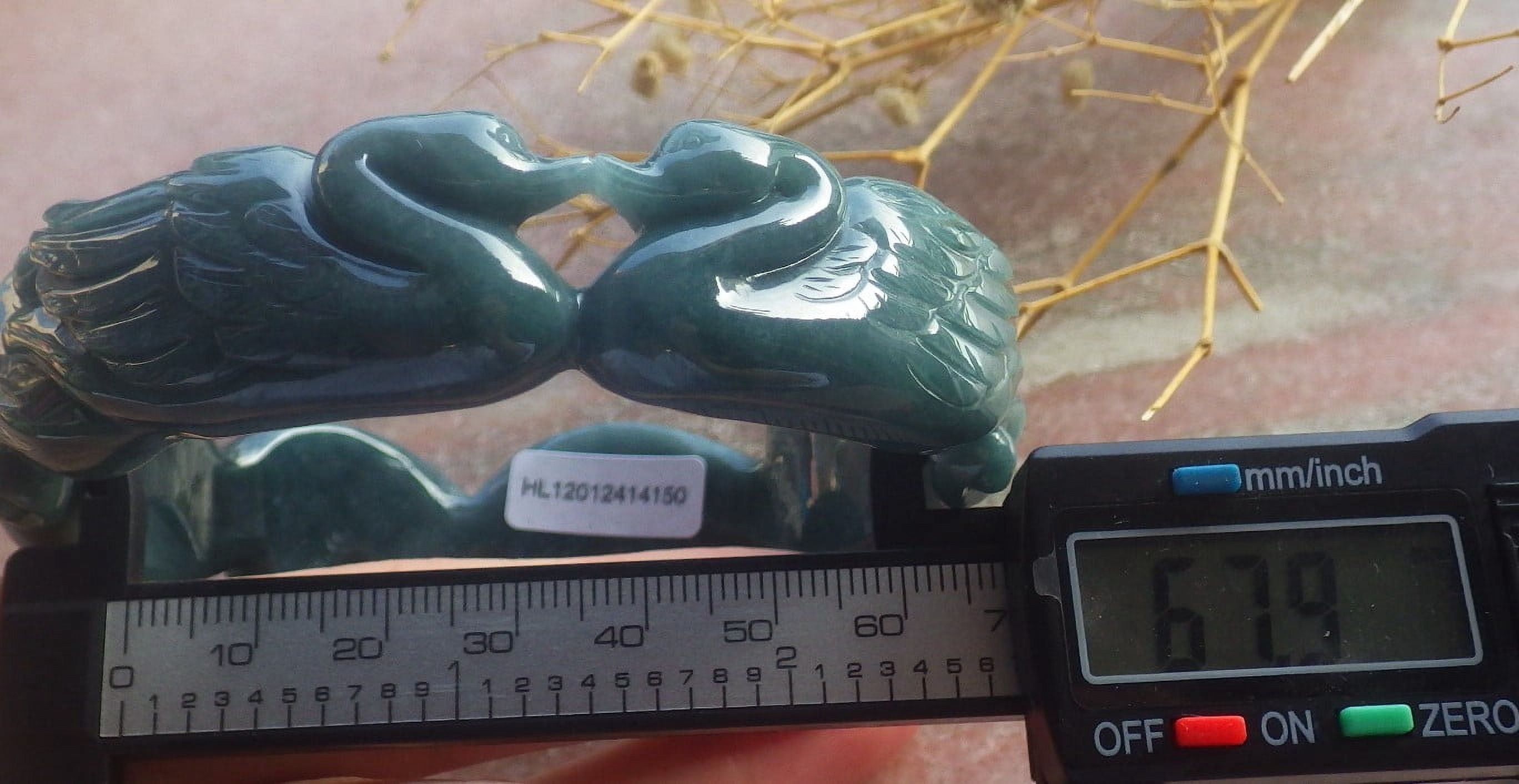 Gree Natural A JADE Jadeite Swan Bangle Bracelet 68 mm 688738 TN