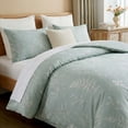 thumbnail image 4 of 100% Cotton Floral Duvet Cover Set Queen Size, Green Branches Botanical Bedding, 3 Pcs with Zipper Closure & Corner Ties, Soft Breathable Duvet Cover for All Seasons, 4 of 8