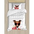 thumbnail image 1 of Movie Theater Twin Size Duvet Cover Set, Funny Dog Wearing Sunglasses Watching a Movie with Popcorn and Soda Print, Decorative 2 Piece Bedding Set with 1 Pillow Sham, Multicolor, by Ambesonne, 1 of 3