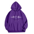 thumbnail image 2 of Womens Fashion Hoodies Sweatshirts with Pocket Long Sleeve Printed Casual Loose Crew Neck Hooded Sweatshirts Comfy Trendy Pullover Tops Purple#01 S, 2 of 4
