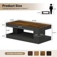 thumbnail image 3 of Hawsaiy Farmhouse Coffee Table with Storage Shelf & LED Light, 47" Rectangular Wood Coffee Table, 2-Tier Rustic Center Table for Living Room, Apartment, Office, Dark Gray, 3 of 11