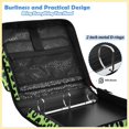 thumbnail image 4 of Zipper Binder with Shoulder Strap 2 inch 3 Ring Waterproof File Folder Organizer Bag 500 Sheet Neon Green Leopard Print, 4 of 8