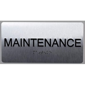 Maintenance Room Sign Silver-Tactile Touch Braille Sign (Aluminium !!, Brush Silver,Size 4x8)- The Sensation line(ref-2022-4)