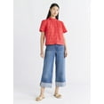 thumbnail image 2 of Free Assembly Women's Ruffle Cotton Eyelet Top with Short Sleeves, Sizes XS-4X, 2 of 5