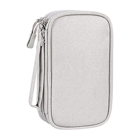Fiocias Portable Cable Organizer for Travel with Storage Compartment for Data Cables And Large Gray