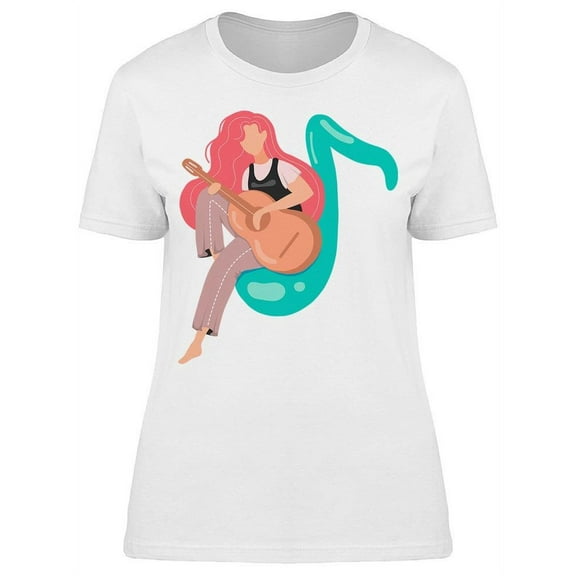 Girl Playing An Acoustic Guitar T-Shirt Women -Image by Shutterstock, Female Medium