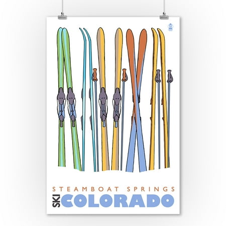 Steamboat Springs, Skis in Snow - Lantern Press Poster (9x12 Art Print, Wall Decor Travel