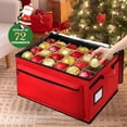 thumbnail image 7 of Ayieyill Premium Christmas Ornament Storage Container - Holds Up to 72-4” Ornaments Durable 600D Fabric - Adjustable Dividers - 3 Individual Trays - Red, 7 of 7