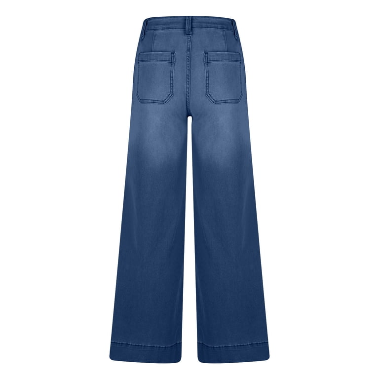 Womens Wide Leg Jeans - Ladies Baggy High Waisted Straight Leg