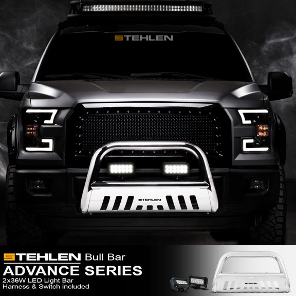 Stehlen 714937184404 3" Classic Series Bull Bar ( Polished Stainless Steel ) with 36W CREE LED Light Bars For 2004-2010 Dodge Durango / 2006-2009 Chrysler Aspen