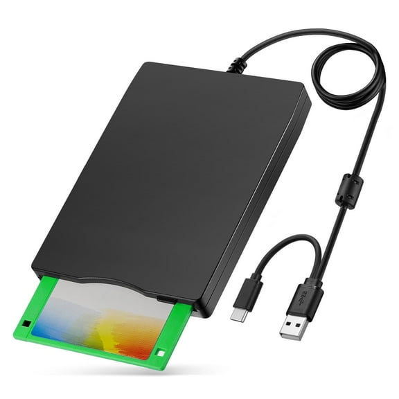 USB Floppy Drive 3.5-inch FDD Reader for PC Windows/XP / 7/8/10/11, Portable External Floppy Disk Reader 1.44 MB, Compatible with Mac, Floppy Disk to USB Converter, Plug and Play