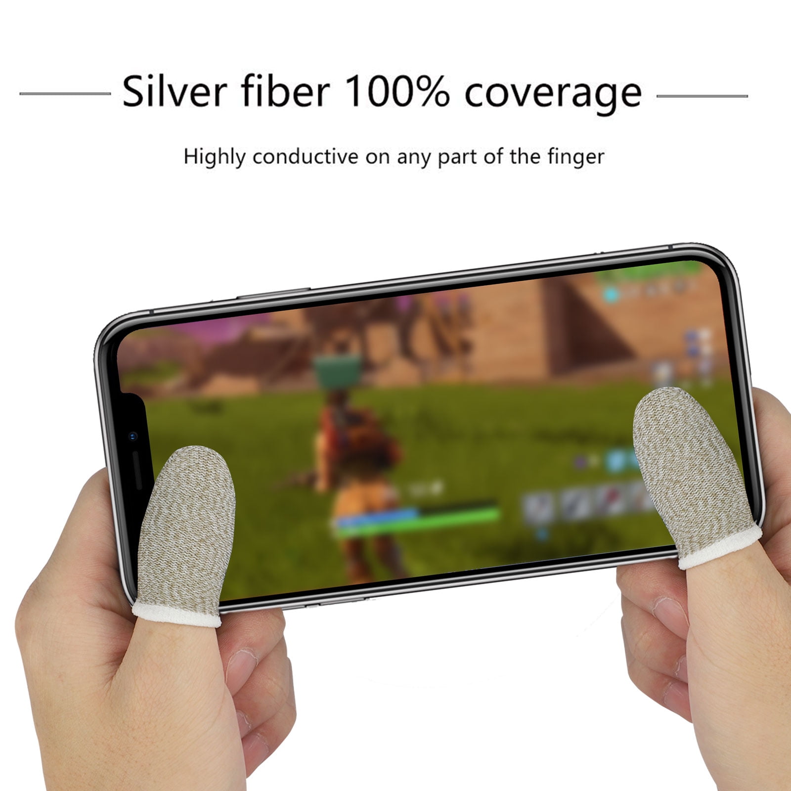 Qoosea Mobile Game Controller Finger Sleeve Sets Breathable Anti-Sweat Full Touch Screen Sensitive Shoot Aim Joysticks Finger Set for PUBG/Knives Out/Rules of Survival for Android iOS 6 Pack 