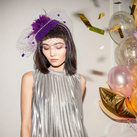 OULII Elegant Purple Headband with Pearls and for Party and Wedding