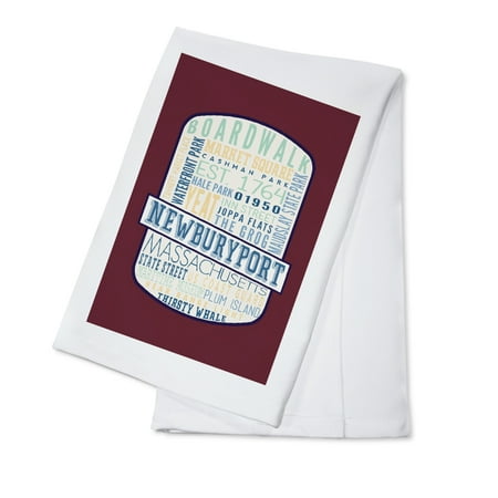 

Newburyport Massachusetts Typography Contour (100% Cotton Tea Towel Decorative Hand Towel Kitchen and Home)