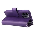thumbnail image 4 of SaniMore for iPhone 14 Pro Max Magnetic Detachable Flip Zipper Wallet Case, PU Leather 2-in-1 Cover with Wrist Strap Card Slot & Multi-Angle Kickstand Full Body Protective Shell, Purple, 4 of 8