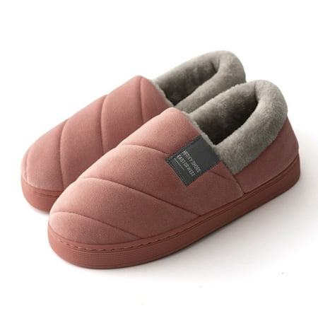 

FZM Women shoes Couples Women Slip On Furry Plush Flat Home Winter Round Toe Keep Warm Solid Color Slippers Shoes