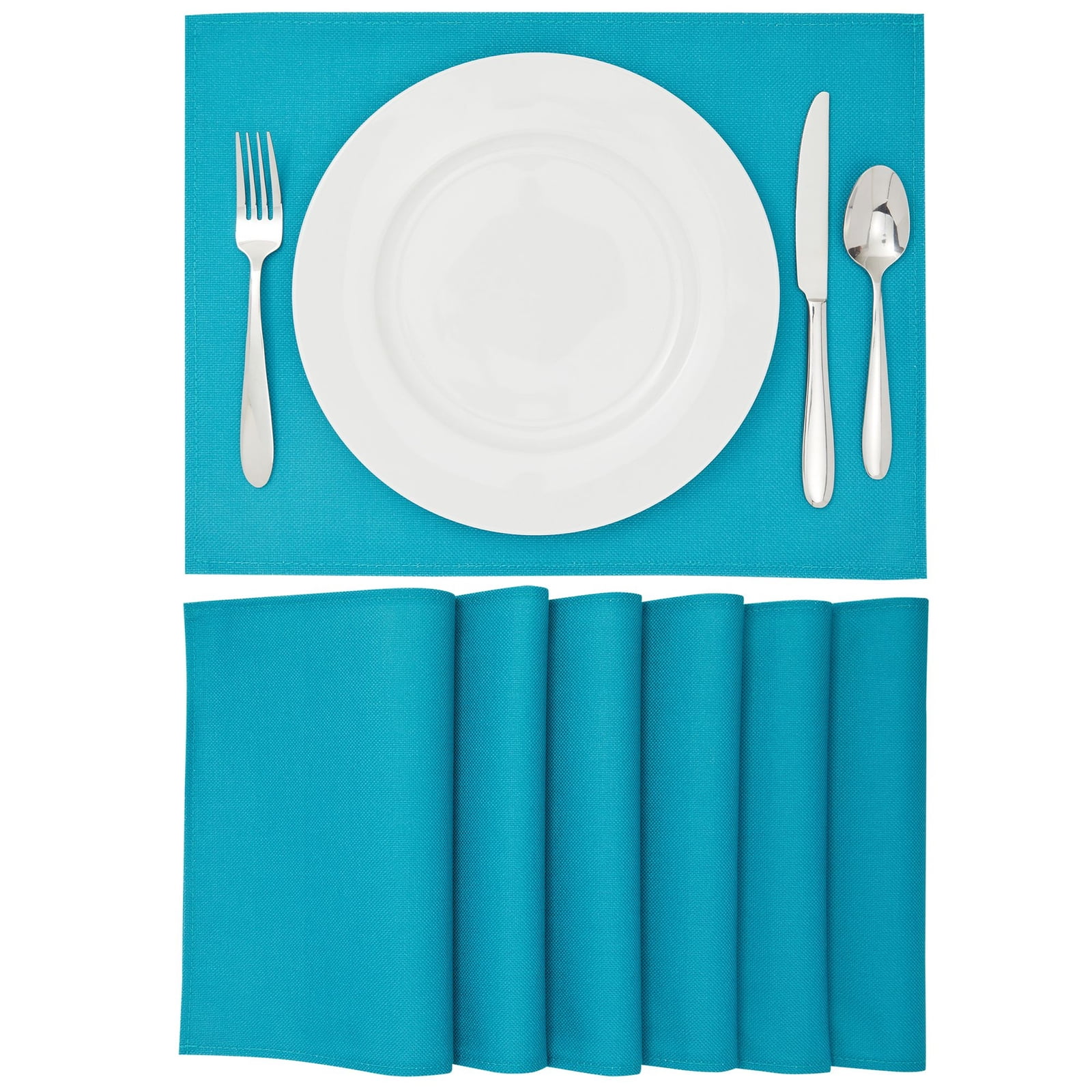 Set of 6 Teal Burlap Woven Placemats for Dining Table Decor and  Accessories, 12.6 x 16.5 in. - Walmart.com